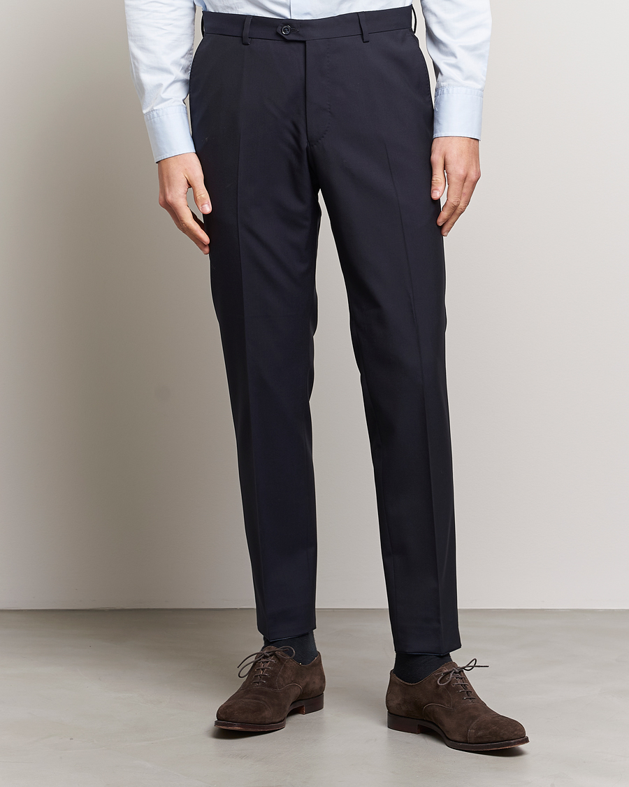 Herr | Kostymbyxor | Oscar Jacobson | Denz Wool Trousers Navy