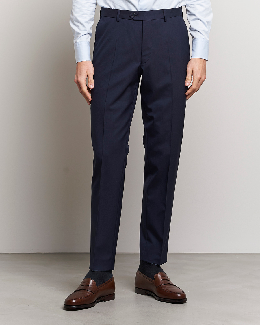 Herr | Kläder | Oscar Jacobson | Denz Wool Trousers Blue