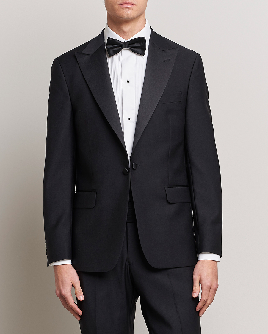 Herr | Black Tie | Oscar Jacobson | Frampton Wool Tuxedo Blazer Black