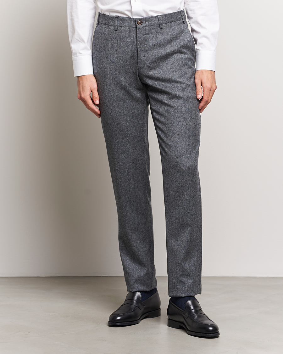 Herr |  | Canali | Slim Fit Washable Flannel Trousers Grey Melange