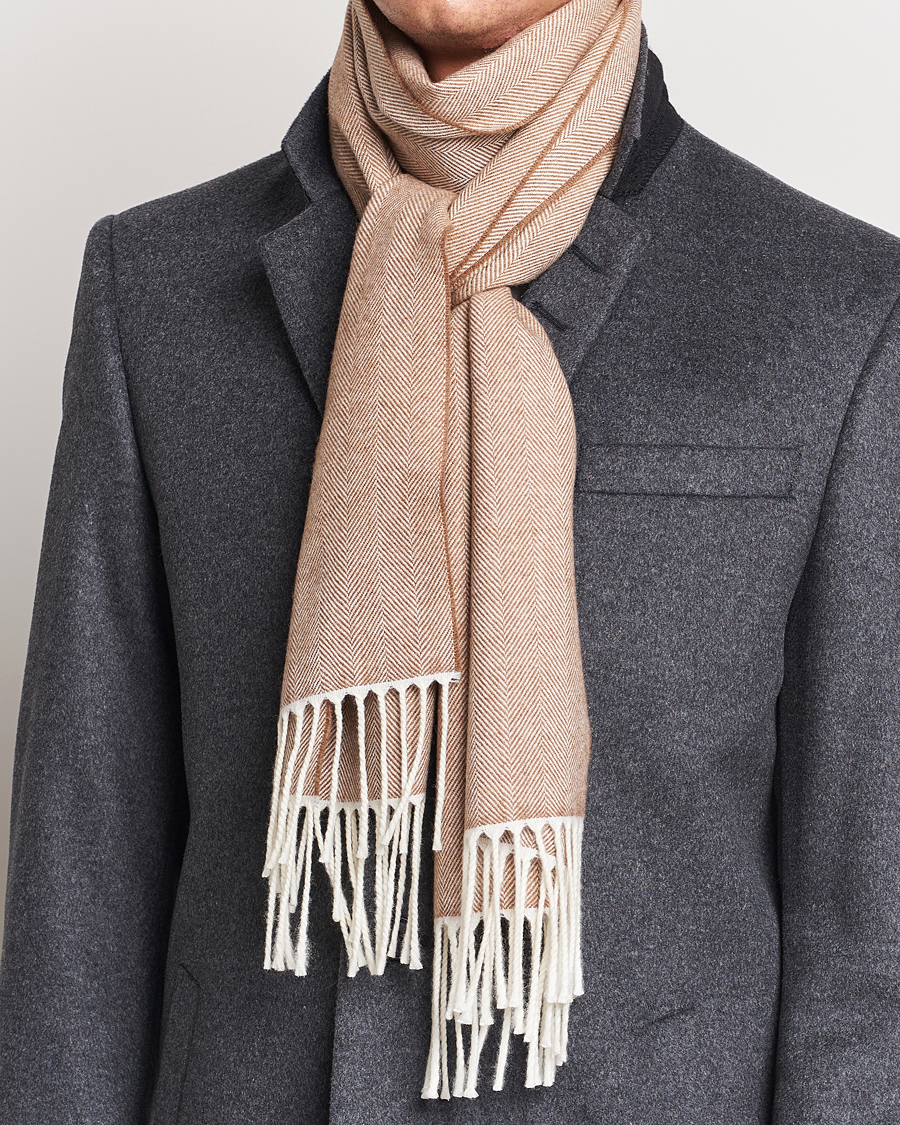 Herr |  | Canali | Herringbone Wool Scarf Beige