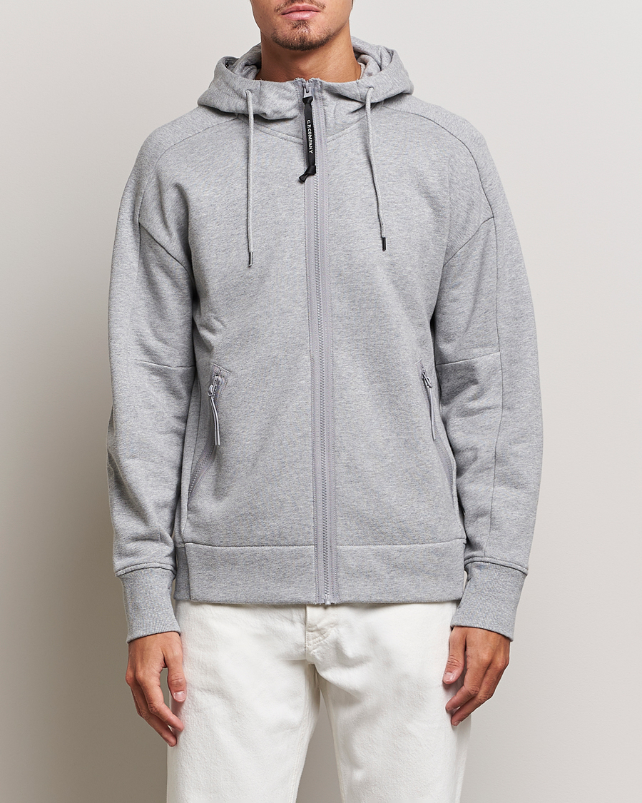 Herr | Huvtröjor | C.P. Company | Diagonal Raised Fleece Full Zip Goggle Hoodie Grey