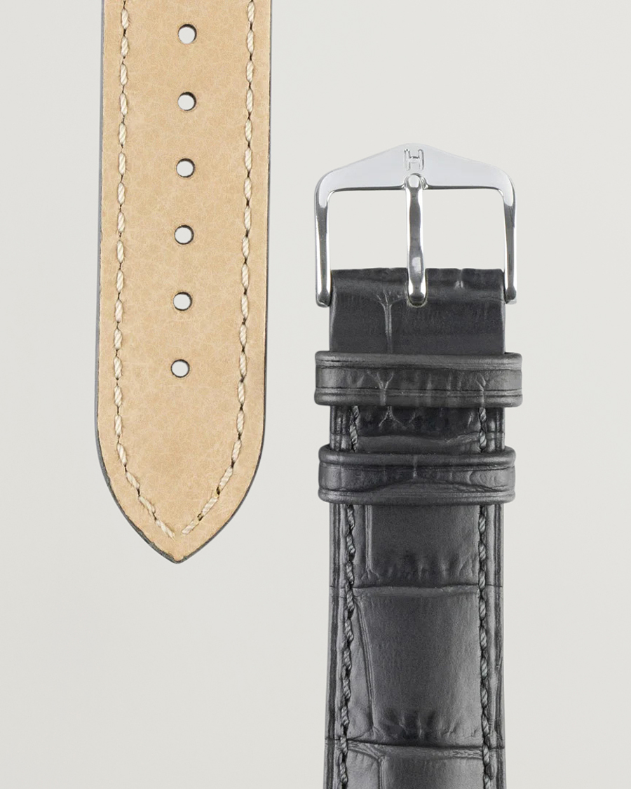 Herr | HIRSCH | HIRSCH | Duke Embossed Leather Watch Strap Grey