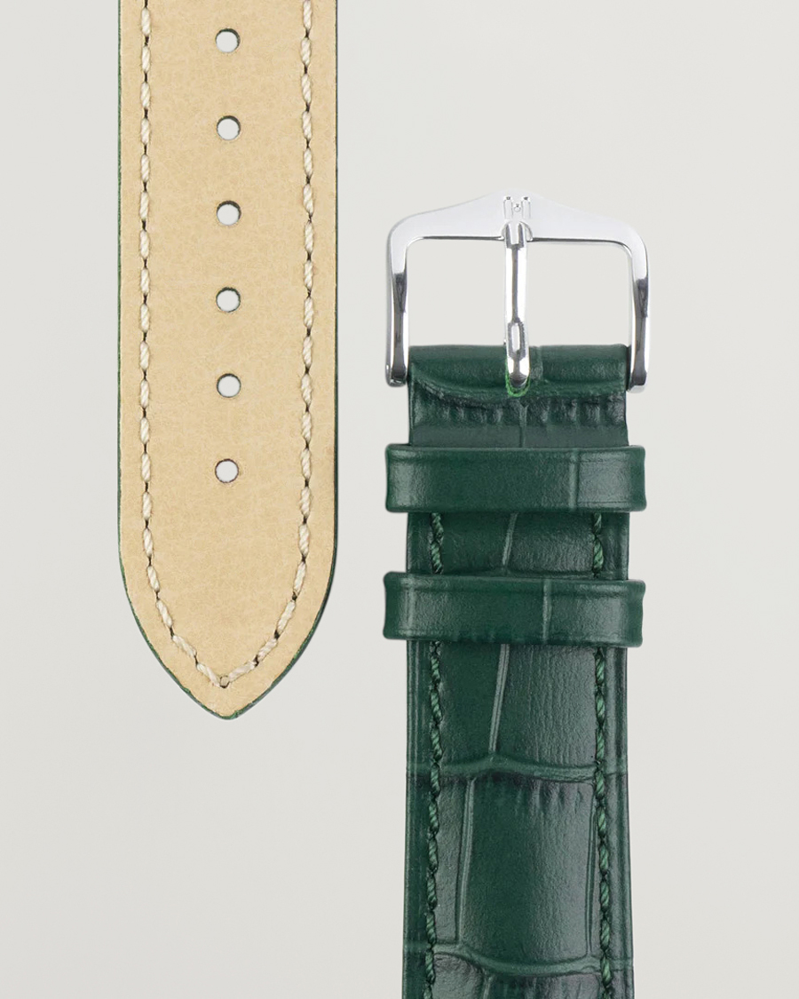 Herr | HIRSCH | HIRSCH | Duke Embossed Leather Watch Strap Green
