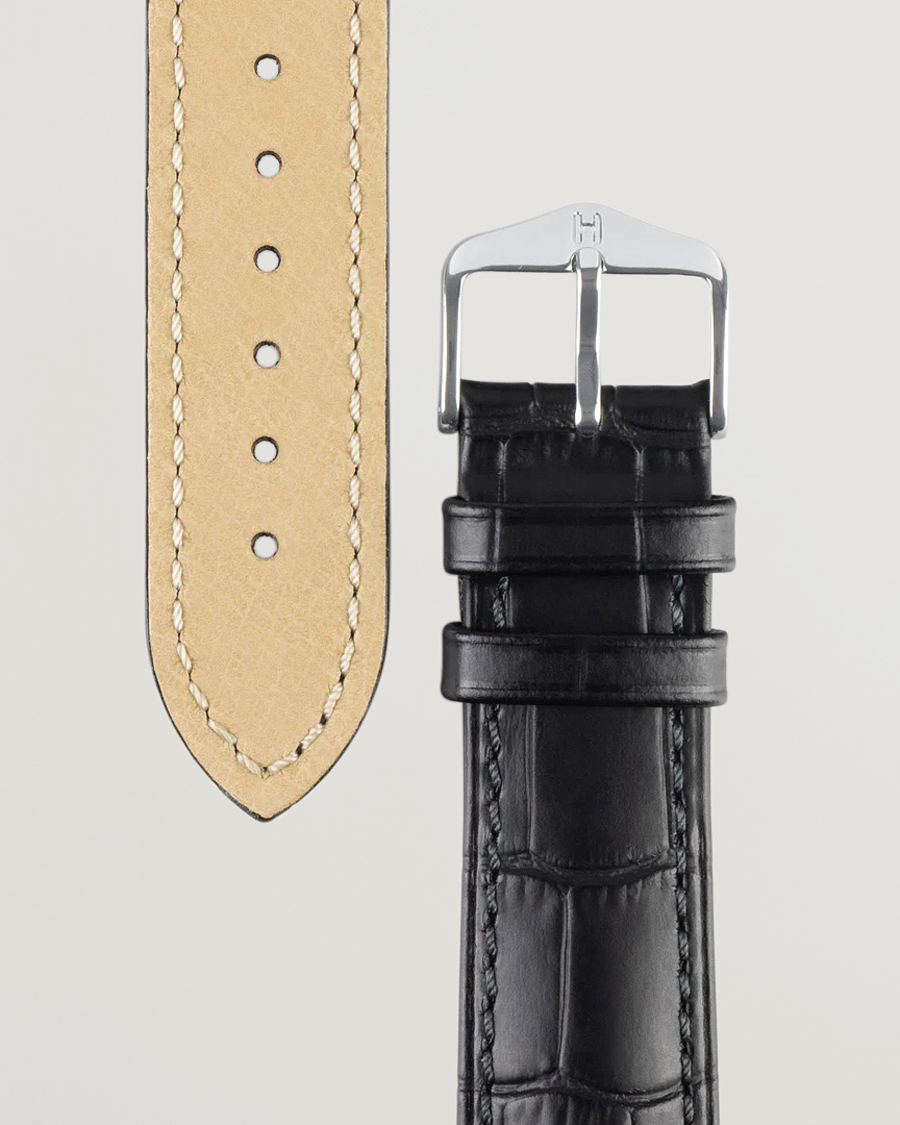 Herr | HIRSCH | HIRSCH | Duke Embossed Leather Watch Strap Black