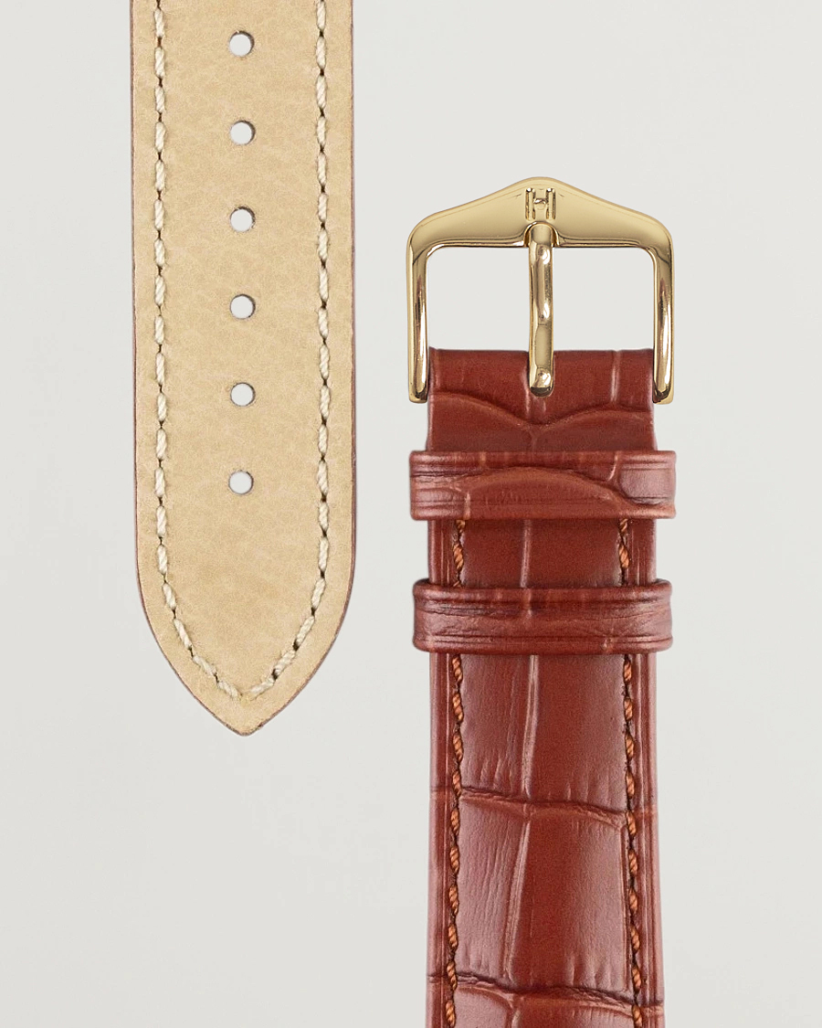 Herr | HIRSCH | HIRSCH | Duke Embossed Leather Watch Strap Golden Brown