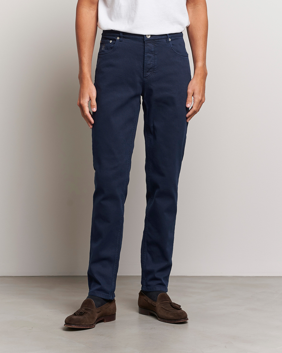 Herr | Kläder | Brunello Cucinelli | Traditional Fit 5-Pocket Pants Navy