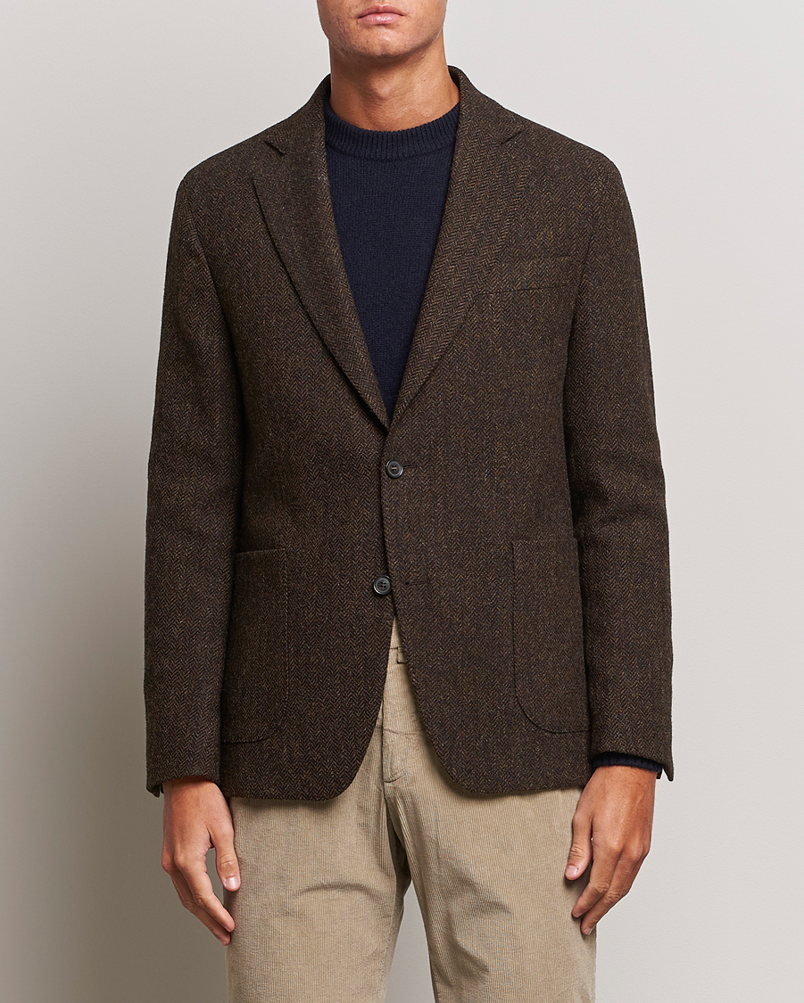 Oscar Jacobson Fogerty Moon Herringbone Tweed Blazer Brown | Herr - Care of