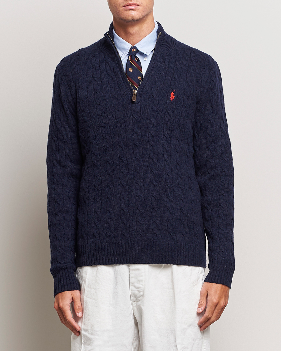 Herr |  | Polo Ralph Lauren | Wool/Cashmere Cable Half Zip Hunter Navy