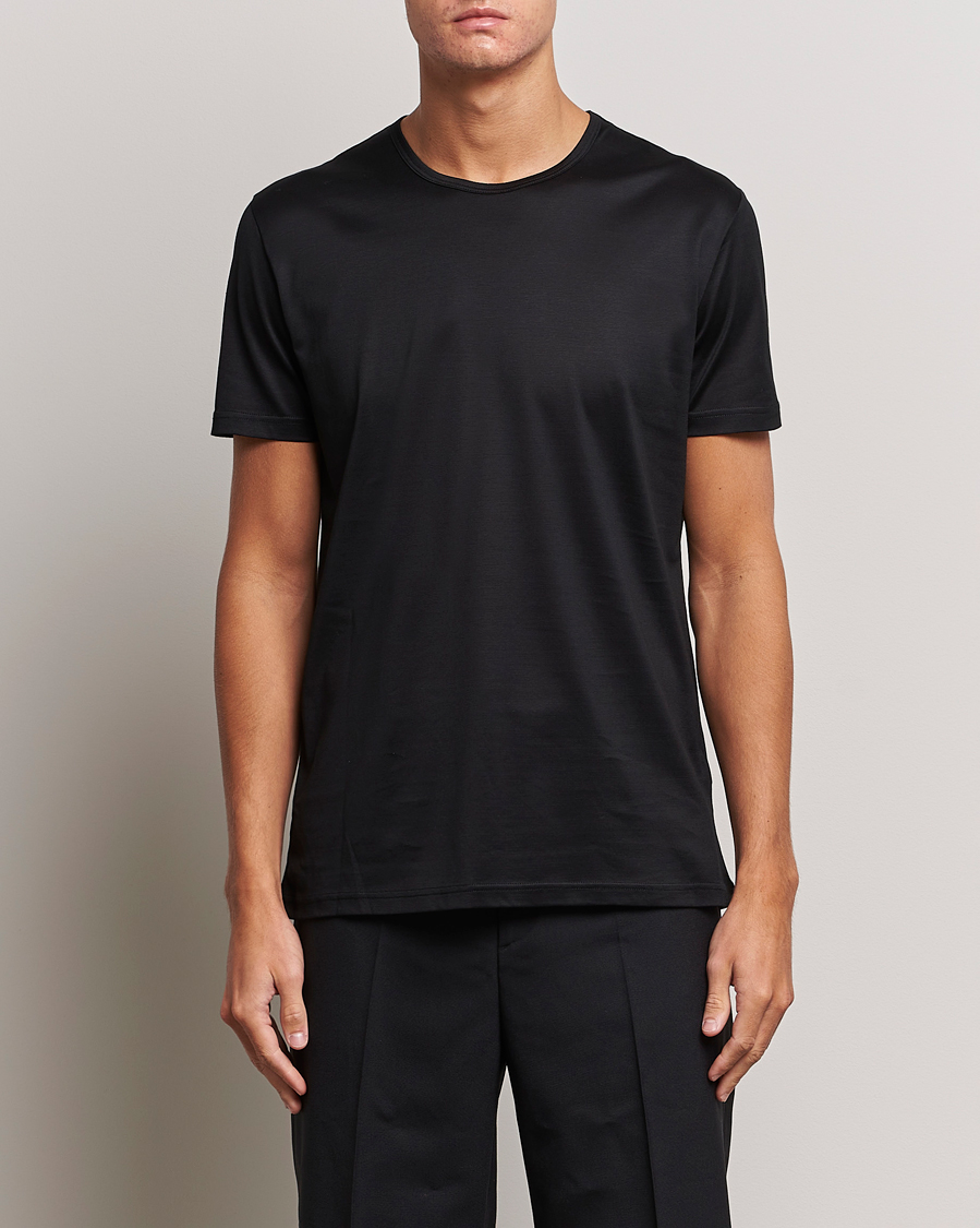 Herr | Svarta t-shirts | Zegna | Filoscozia Pure Cotton Round Neck T-Shirt Black