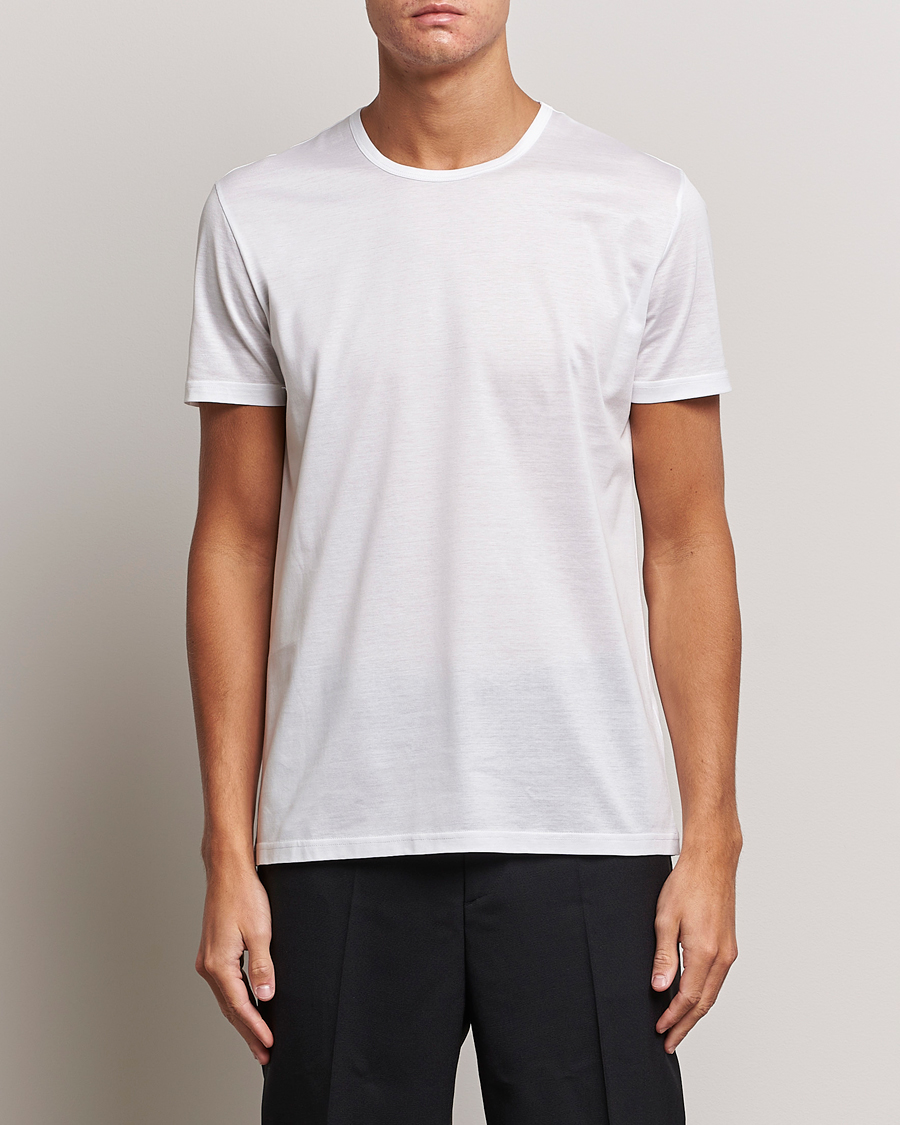 Herr | Luxury Classics | Zegna | Filoscozia Pure Cotton Round Neck T-Shirt White