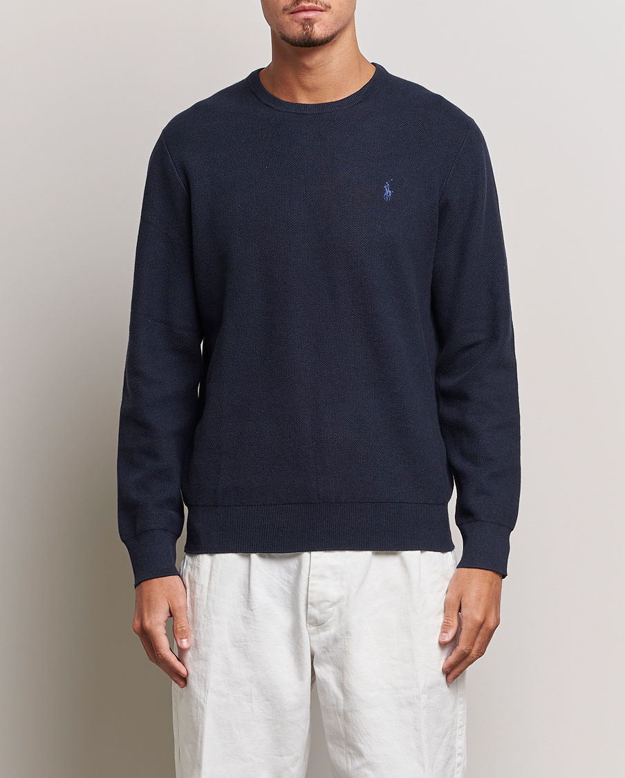 Herr | Tröjor | Polo Ralph Lauren | Textured Crew Neck Sweater Navy Heather
