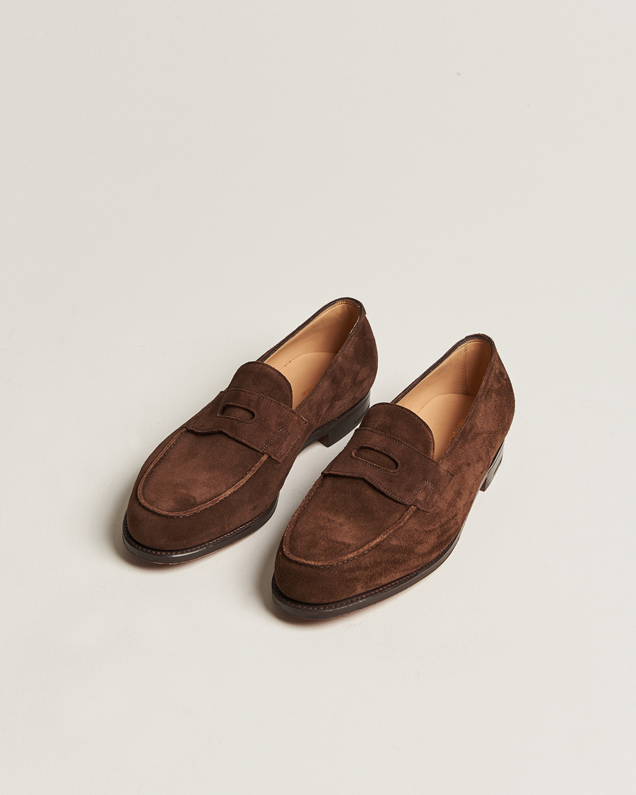 Herr | Formal Wear | John Lobb | Lopez Penny Loafer Dark Brown Suede