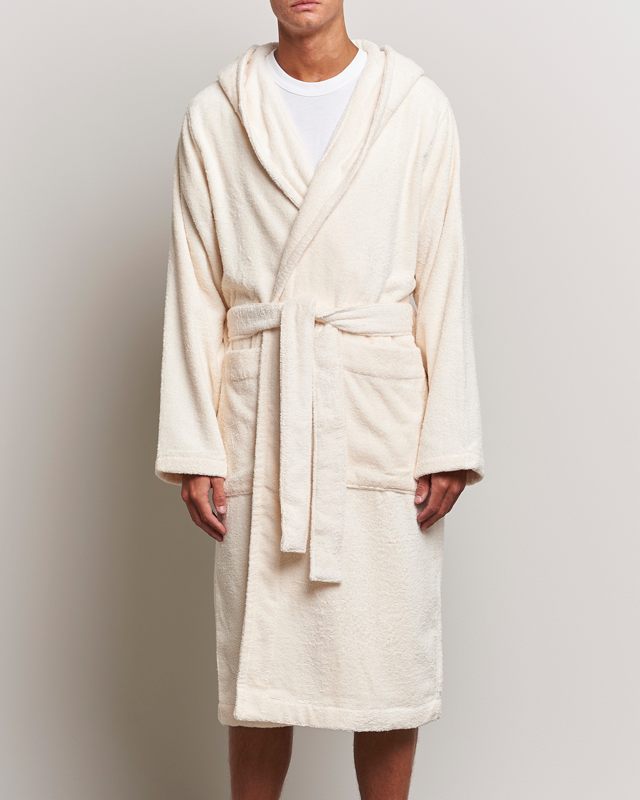 Herr | Pyjamas & Morgonrockar | Tekla | Organic Terry Hooded Bathrobe Ivory