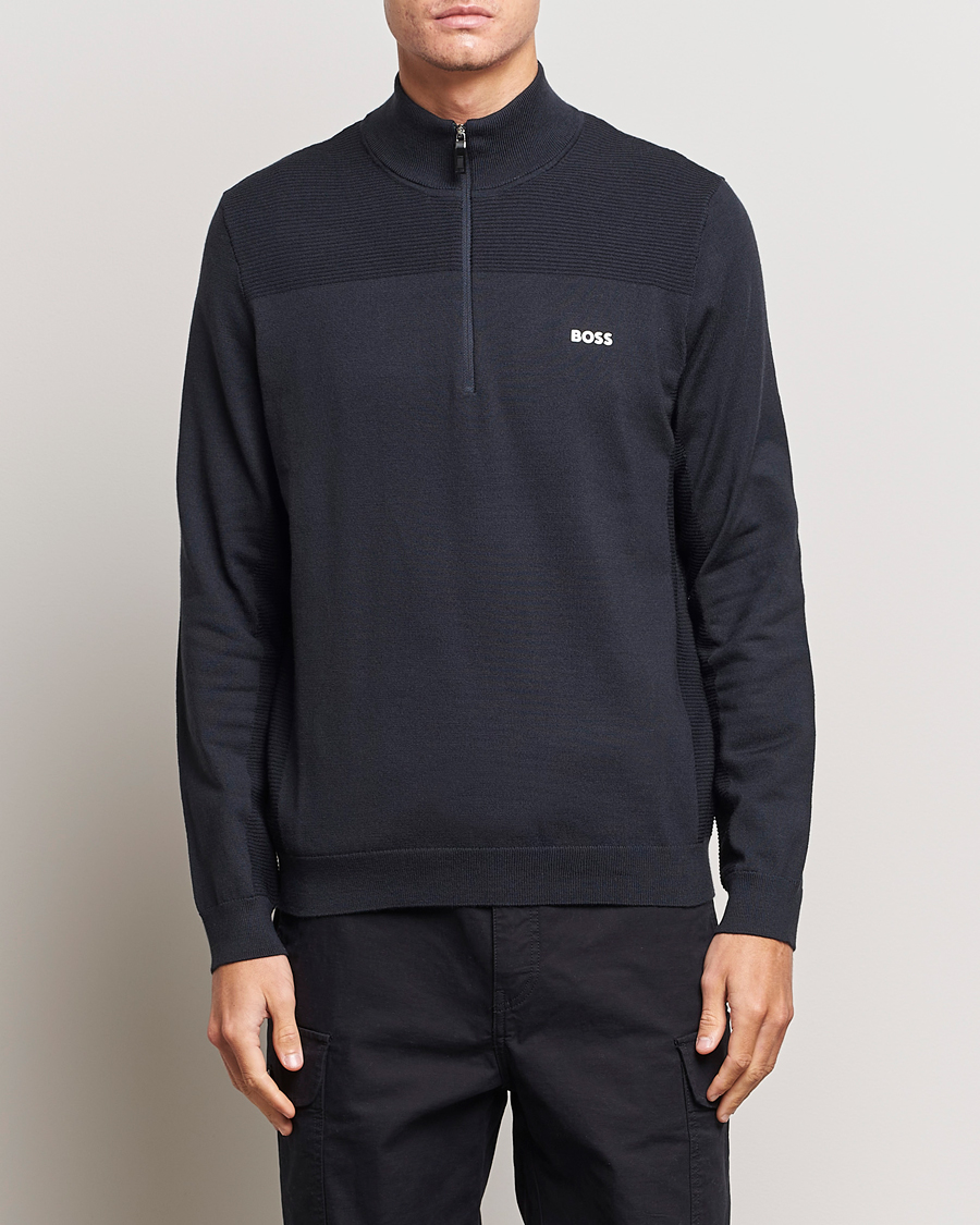 Herr | BOSS GREEN | BOSS GREEN | Momentum Knitted Half Zip Dark Blue