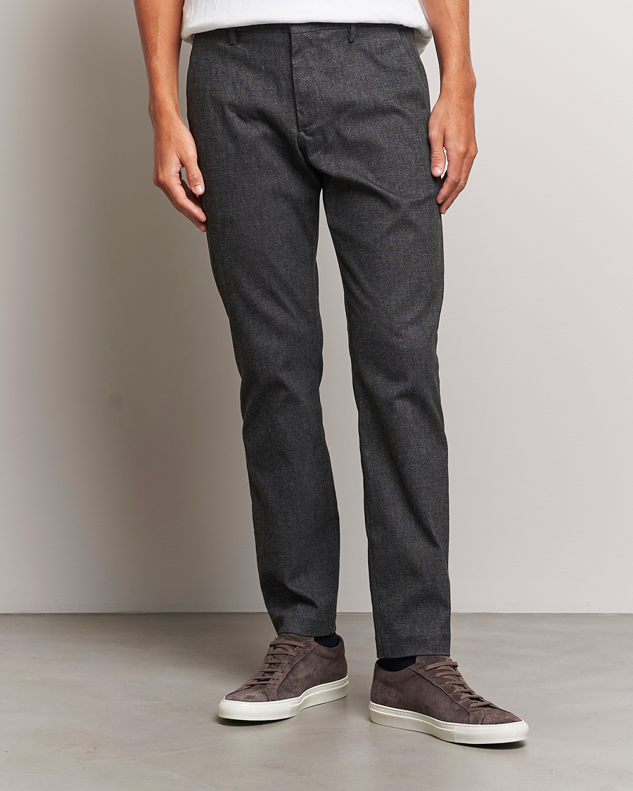 Herr |  | NN07 | Theo Brushed Cotton Trousers Black Melange