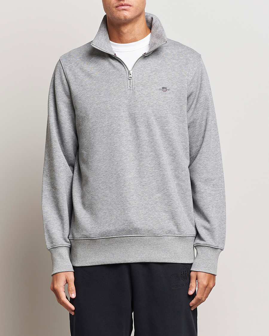 Herr |  | GANT | Original Shield Half Zip Sweater Grey Melange