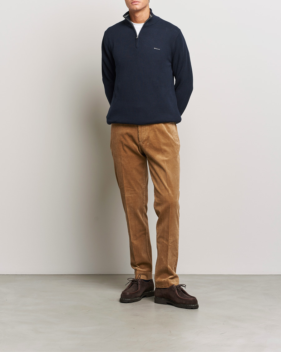 Herr | Tröjor | GANT | Cotton Pique Half Zip Evening Blue