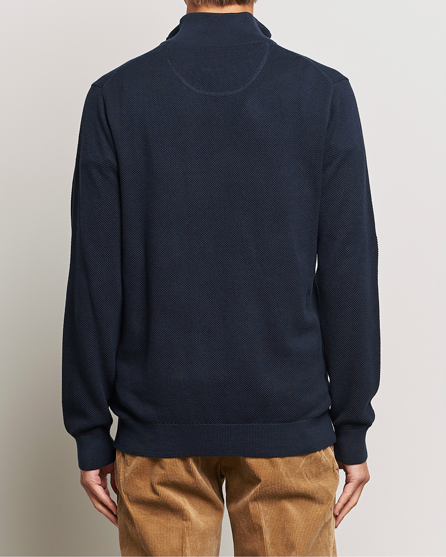 Herr | Tröjor | GANT | Cotton Pique Half Zip Evening Blue