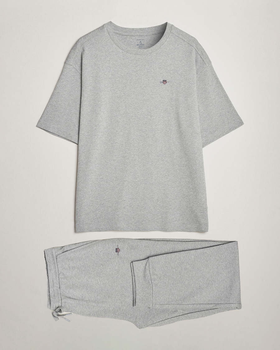 Herr | Pyjamas & Morgonrockar | GANT | Premium Loungewear Set Grey Melange