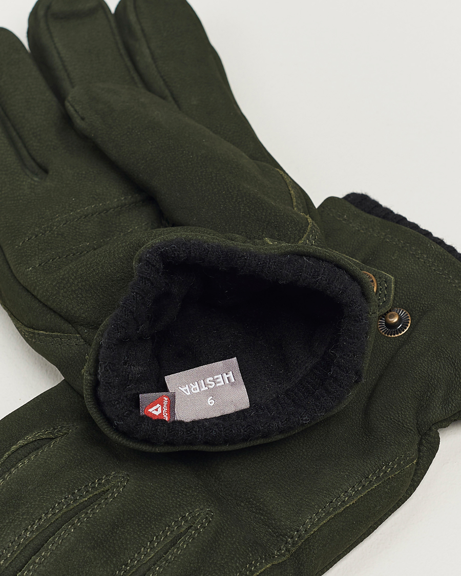 Herr |  | Hestra | Bergvik Fleece Liner Buckle Nubuck Glove Bottle Green