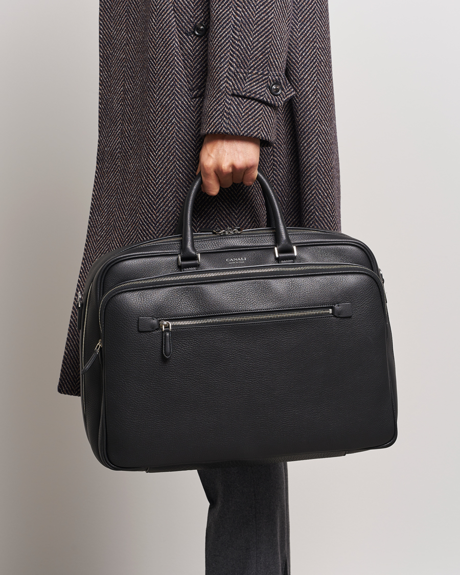 Herr | Weekendbags | Canali | Grain Leather Weekend Bag Black