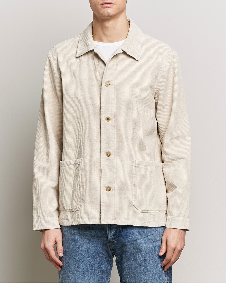 Herr | Jackor | A.P.C. | Kerlouan Cotton/Linen Corduroy Shirt Jacket Ecru