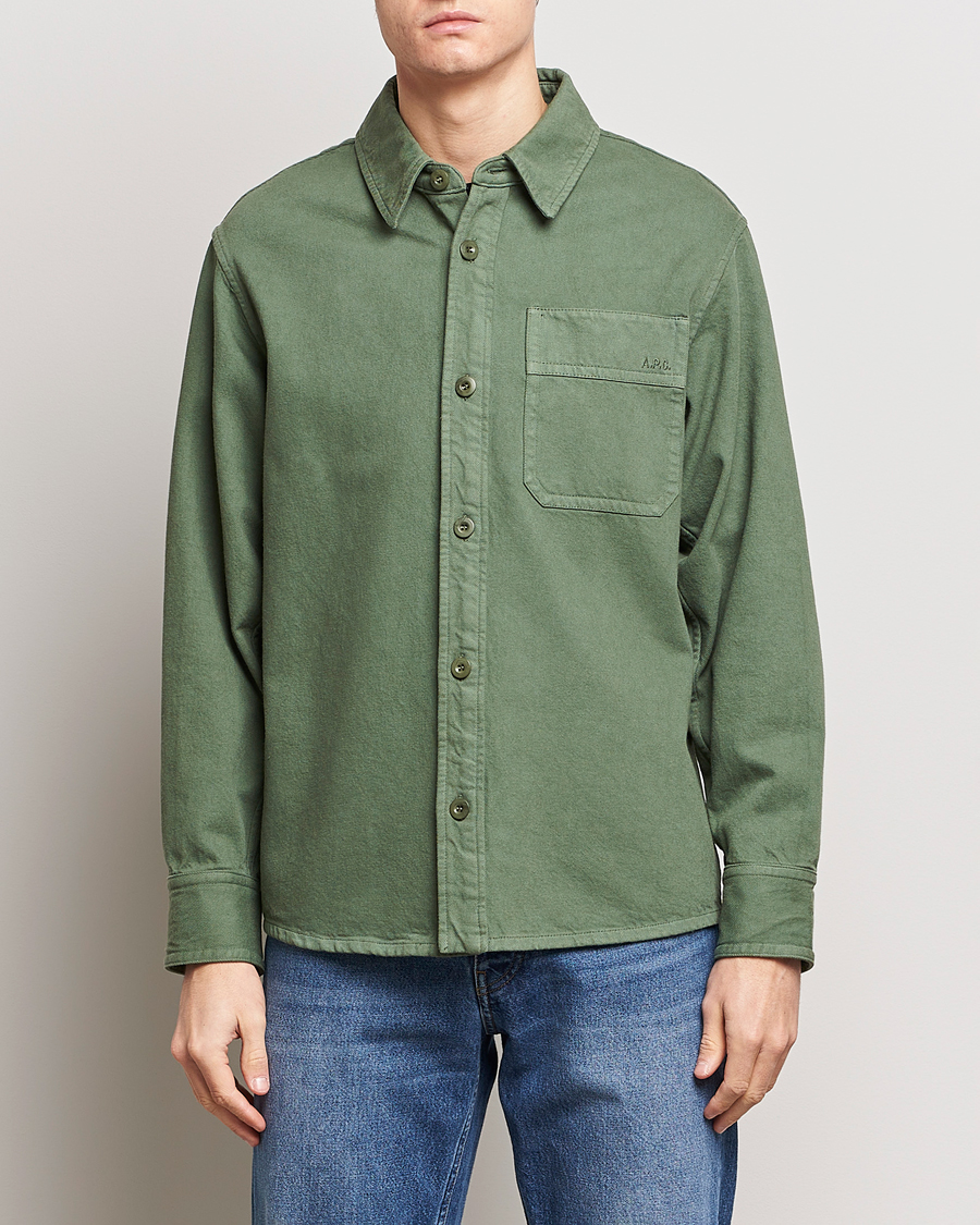 Herr | Kläder | A.P.C. | Basile Denim Overshirt Dark Green