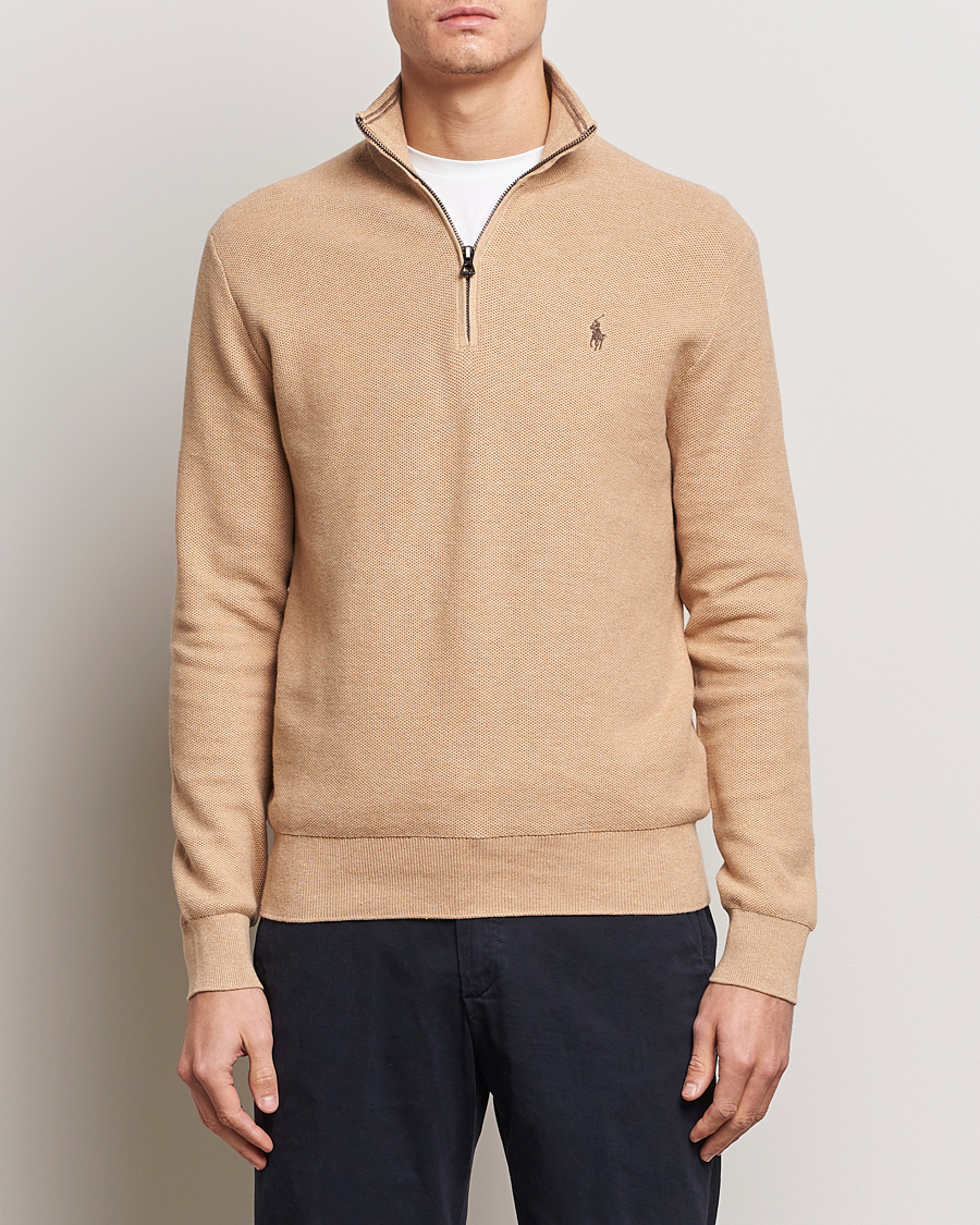 Herr | Half-zip | Polo Ralph Lauren | Textured Half Zip Camel Melange