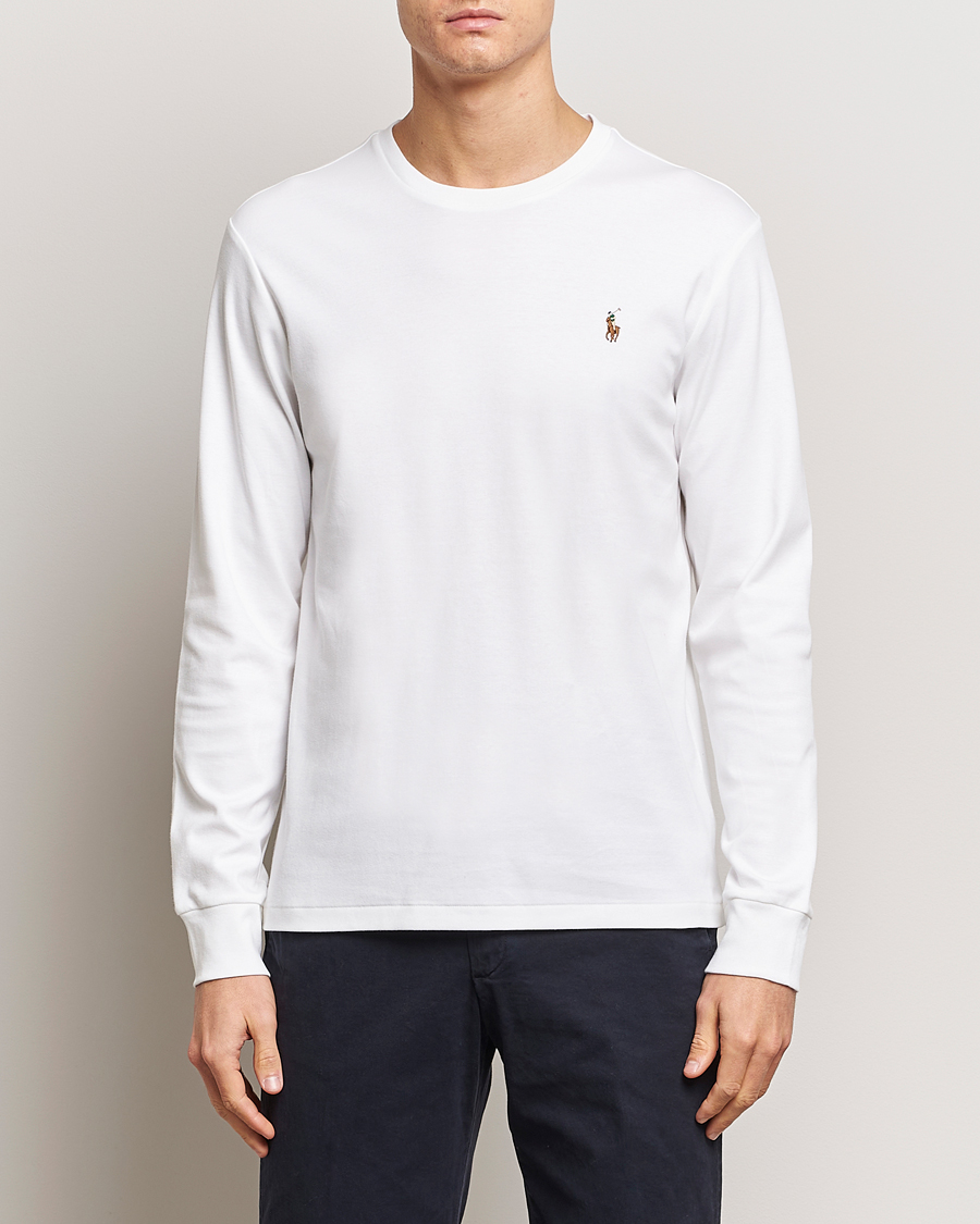 Herr | Långärmade t-shirts | Polo Ralph Lauren | Luxury Pima Cotton Long Sleeve T-Shirt White