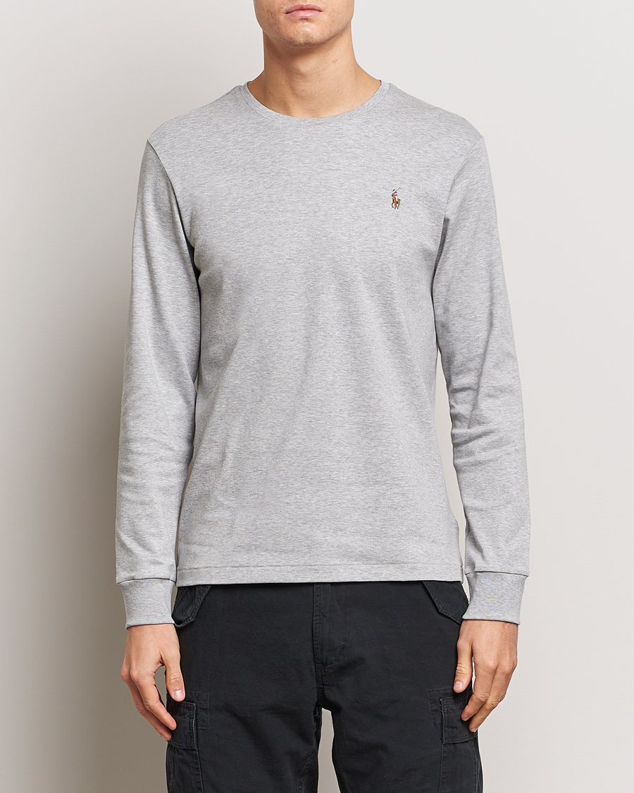 Herr | Långärmade t-shirts | Polo Ralph Lauren | Luxury Pima Cotton Long Sleeve T-Shirt Light Grey
