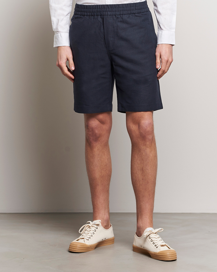 Herr | Linneshorts | Samsøe Samsøe | Smith Linen/Cotton Drawstring Shorts Salute Navy