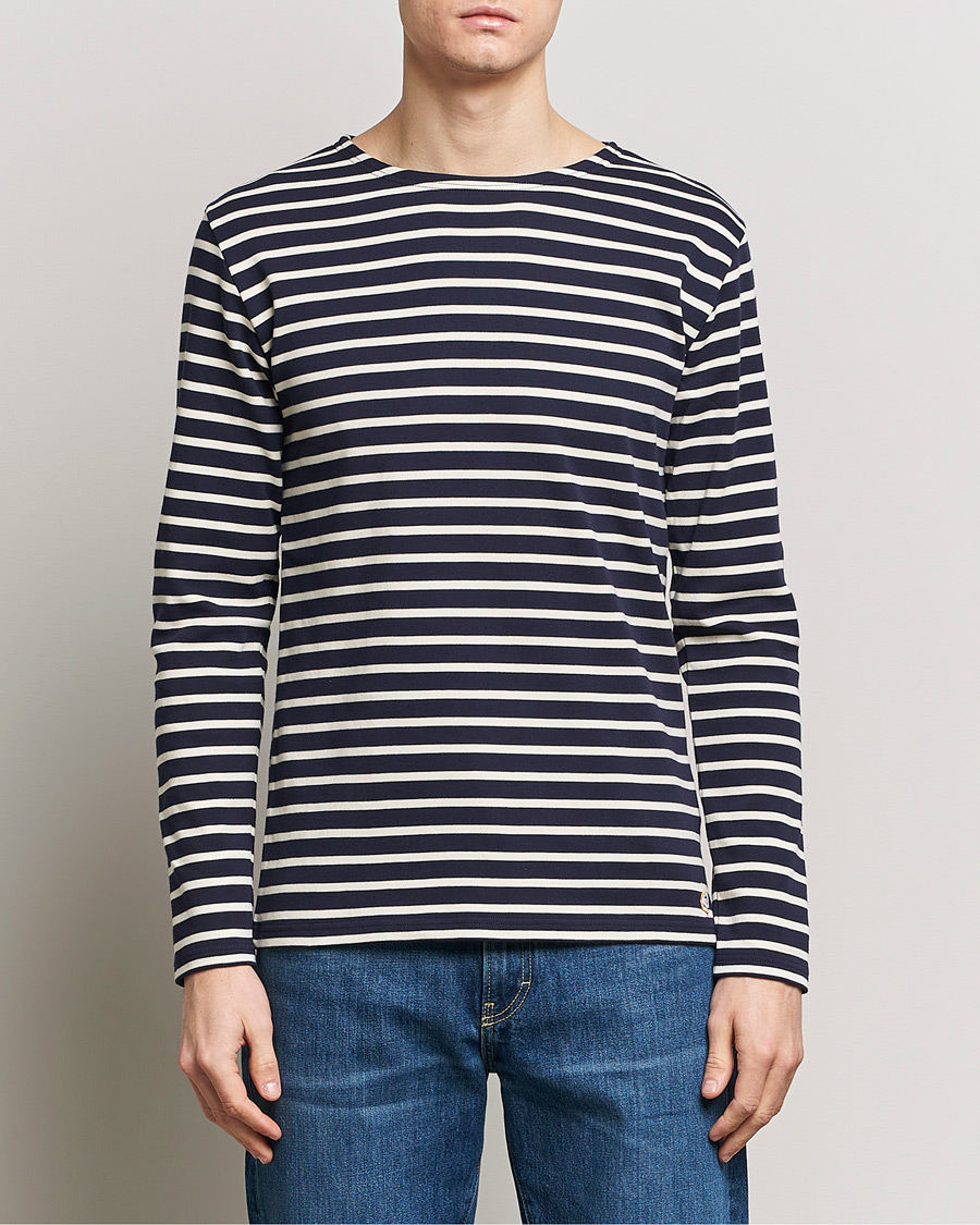 Herr | Långärmade t-shirts | Armor-lux | Houat Héritage Stripe Long Sleeve T-Shirt Nature/Navy