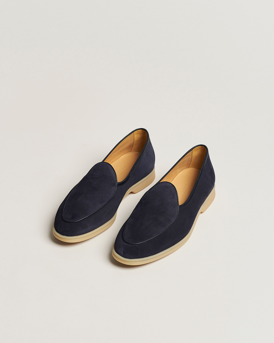 Herr | Snart i lager | Baudoin & Lange | Stride Loafers Navy Suede