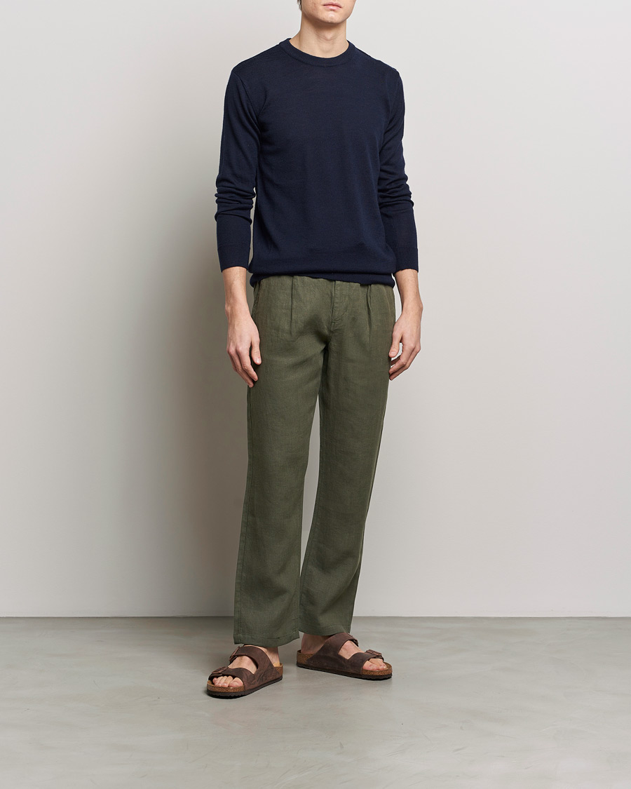 Loose Linen shorts - Burned Olive