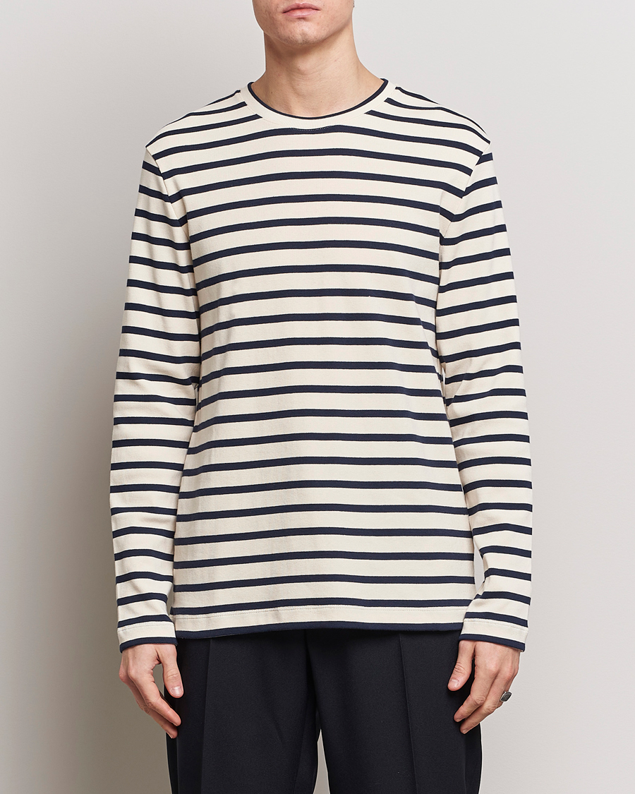 Herr | Långärmade t-shirts | Jil Sander | Long Sleeve Rib Cotton T-Shirt Marine Stripes