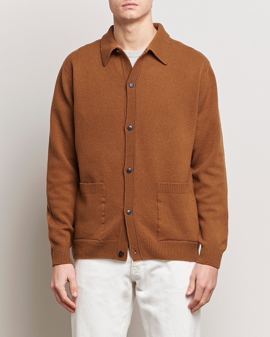 Herr | Sunspel | Sunspel | Lambswool Jacket Dark Camel