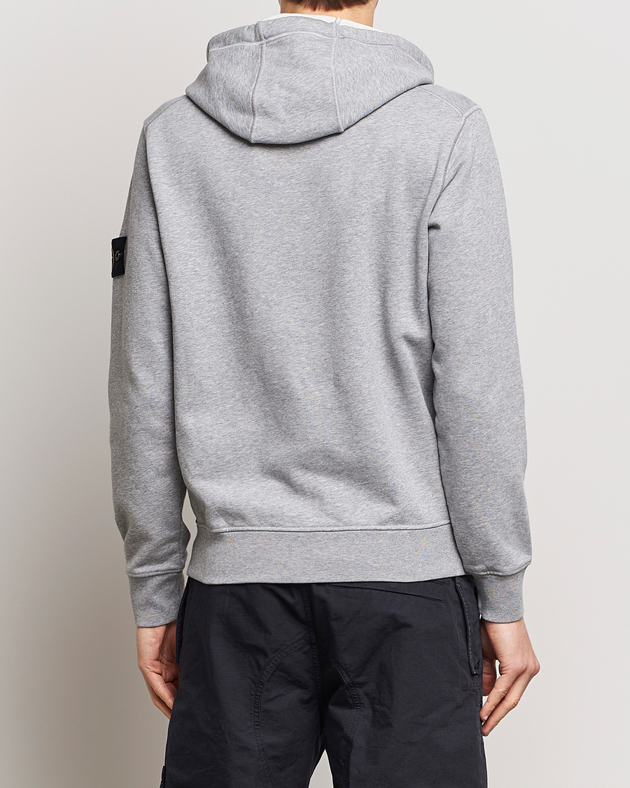 Herr | Tröjor | Stone Island | Garment Dyed Cotton Fleece Full Zip Hood Melange Grey