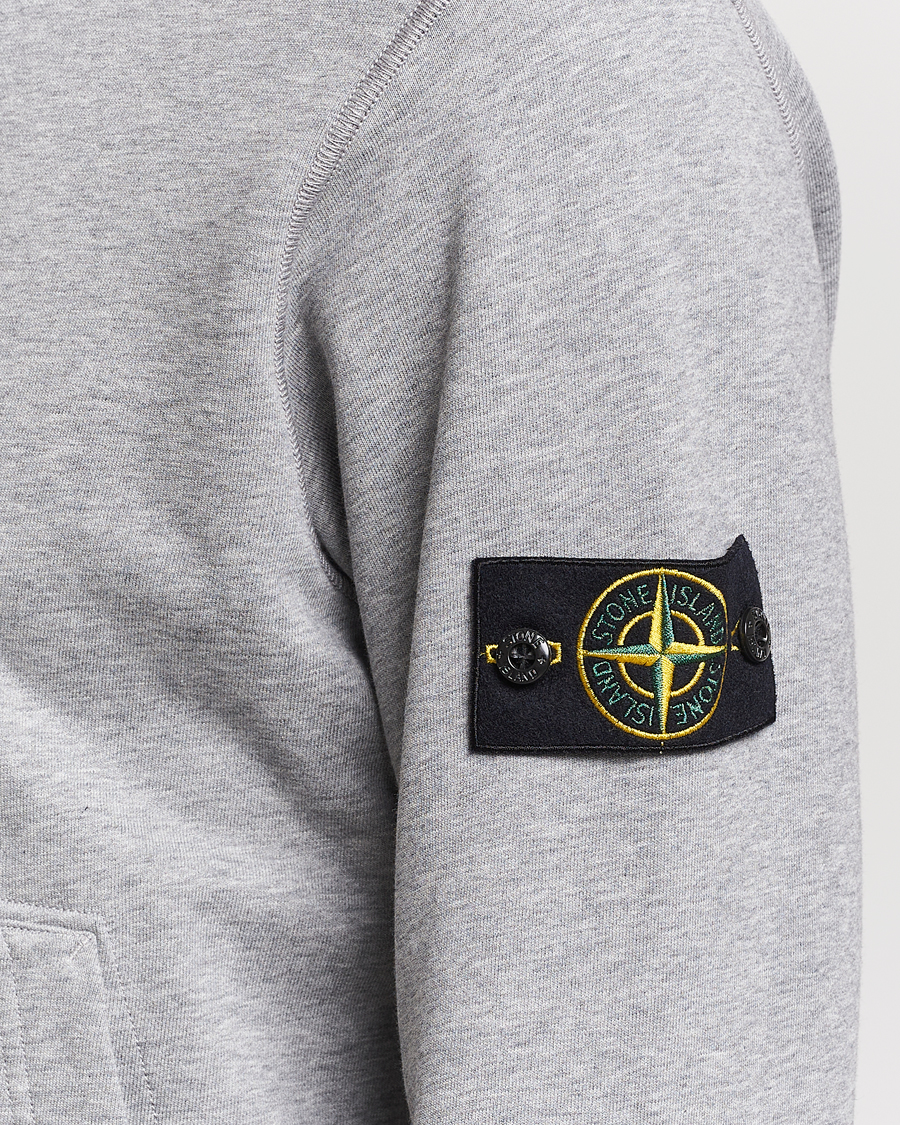 Herr | Tröjor | Stone Island | Garment Dyed Cotton Fleece Full Zip Hood Melange Grey