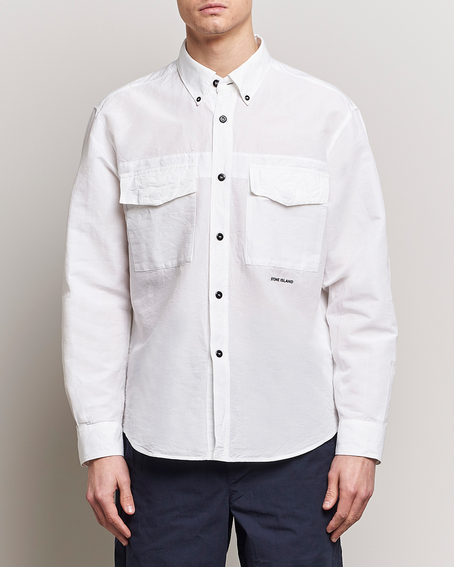 Herr | Skjortjackor | Stone Island | Cotton/Hemp Pocket Overshirt White