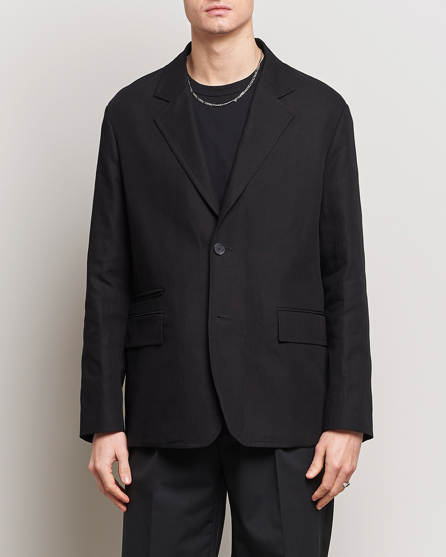 Herr | Kläder | Lanvin | Deconstructed Cotton/Linen Blazer Black