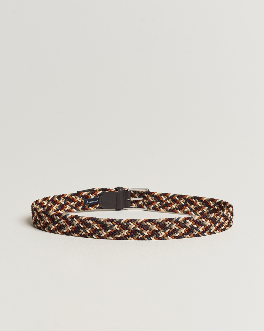 Herr | Anderson's | Anderson's | Stretch Woven 3,5 cm Belt Multi Brown