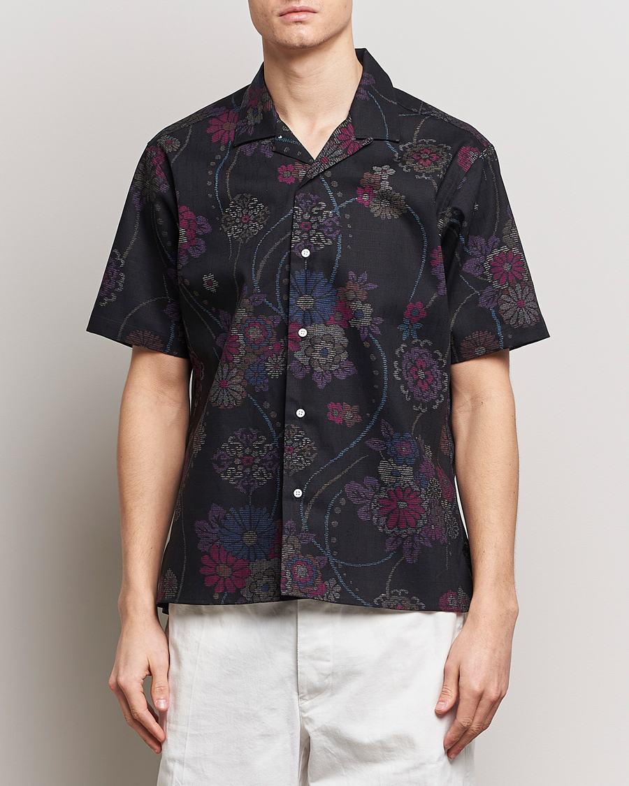 Herr | American Heritage | Gitman Vintage | Japanese Floral Jacquard Camp Shirt Black