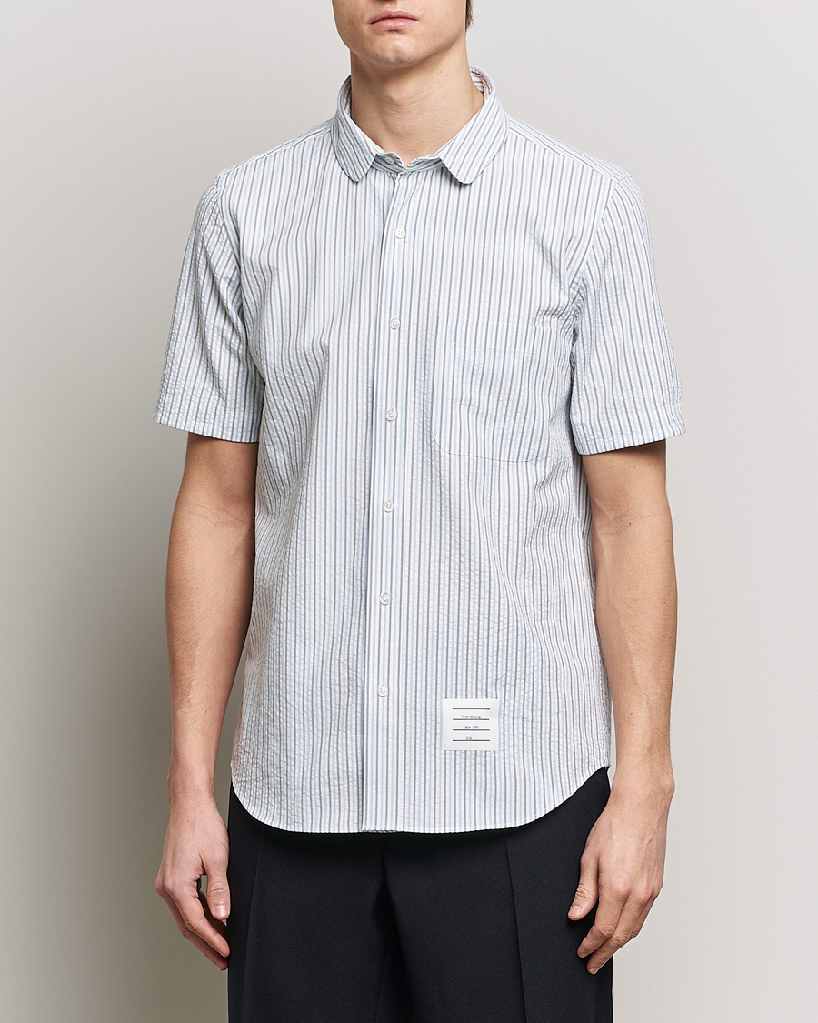 Herr | Kläder | Thom Browne | Short Sleeve Seersucker Shirt Light Blue