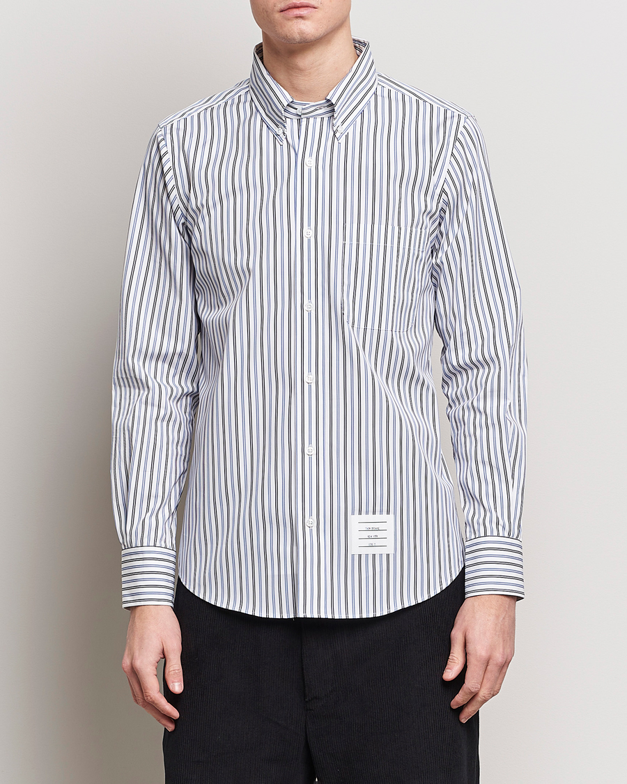 Herr | Kläder | Thom Browne | Button Down Poplin Shirt Navy Stripes