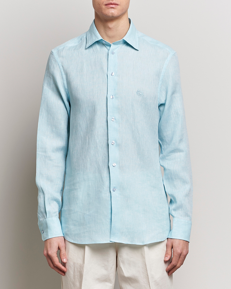Herr | Kläder | Etro | Slim Fit Linen Shirt Light Blue