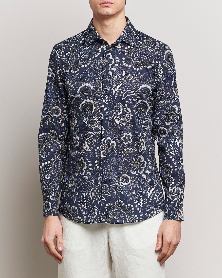 Herr | Kläder | Etro | Slim Fit Floral Print Shirt Navy