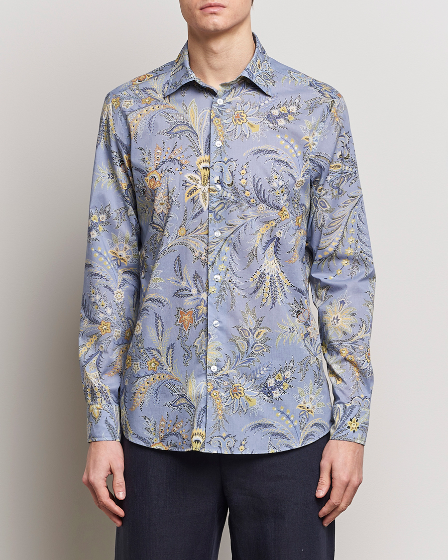 Herr | Kläder | Etro | Slim Fit Floral Print Shirt Azzurro