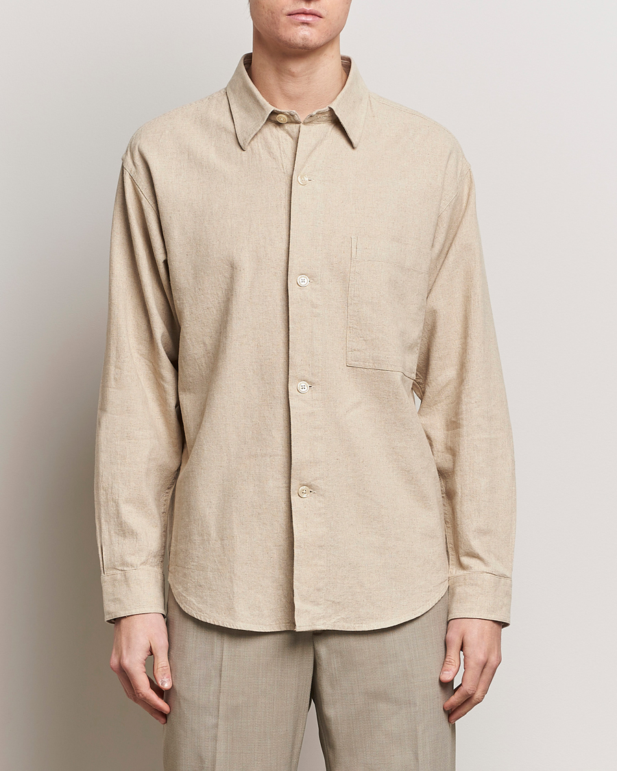 Herr | Skjortjackor | NN07 | Adwin Linen Overshirt Oatmeal