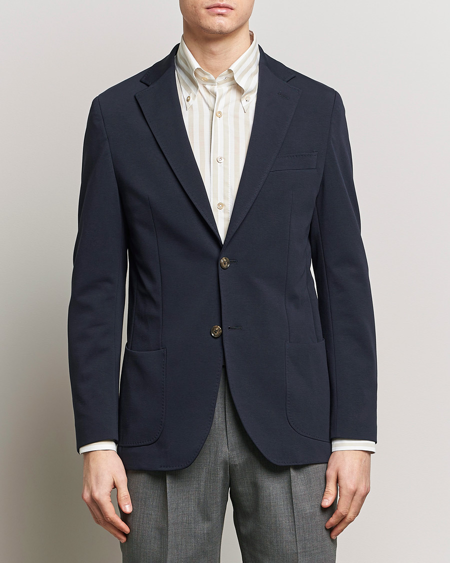 Herr | Kläder | Morris Heritage | Mike Soft Cotton Jersey Blazer Navy